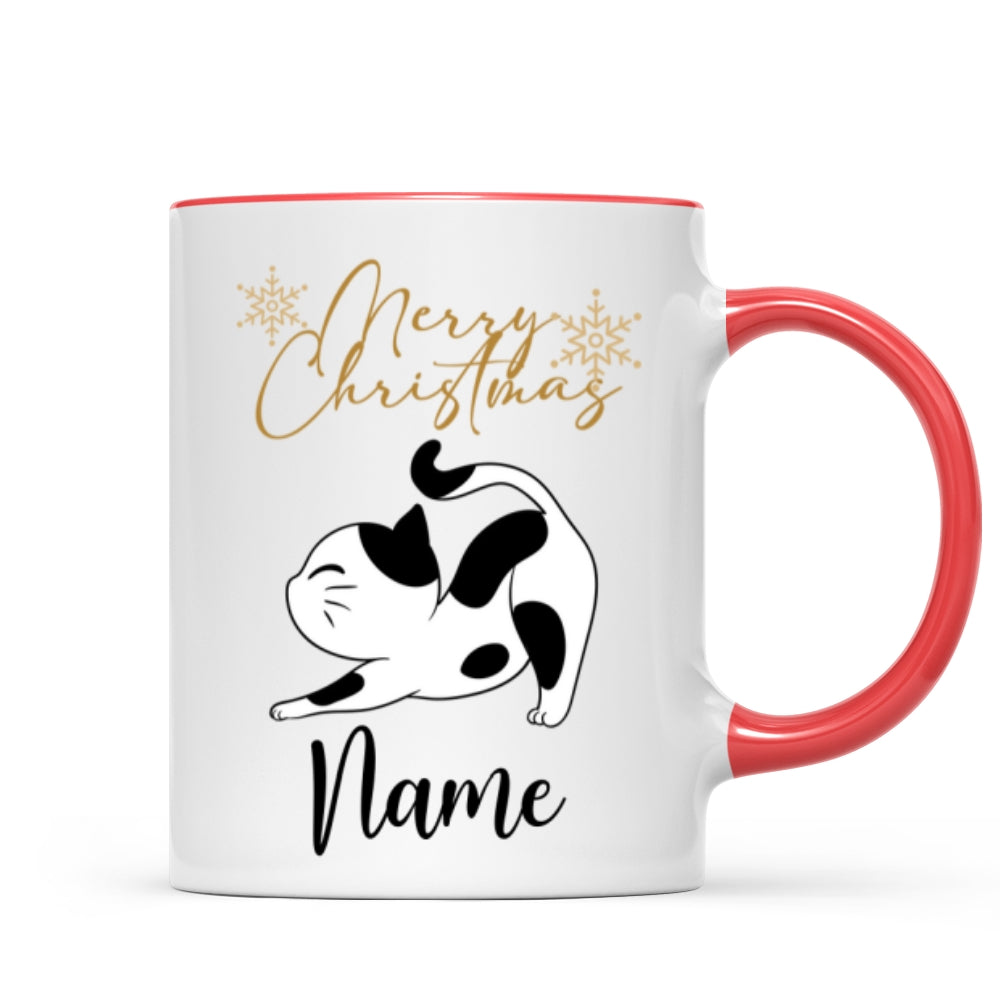 Christmas Cat with Personalised Name Mug
