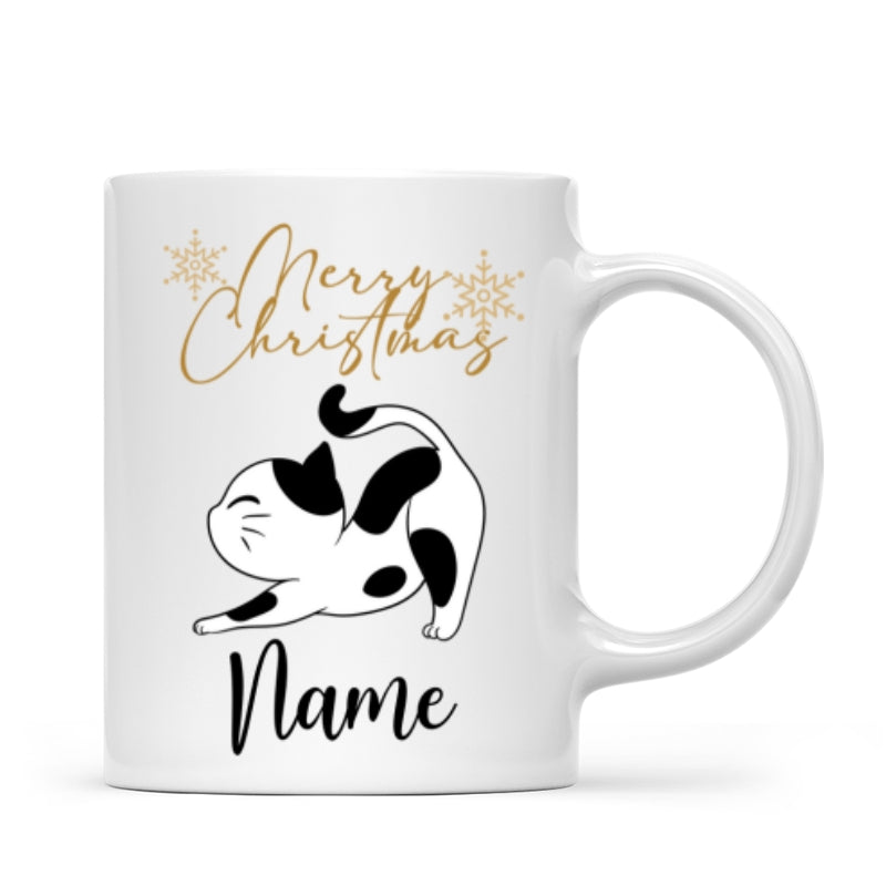 Christmas Cat with Personalised Name Mug
