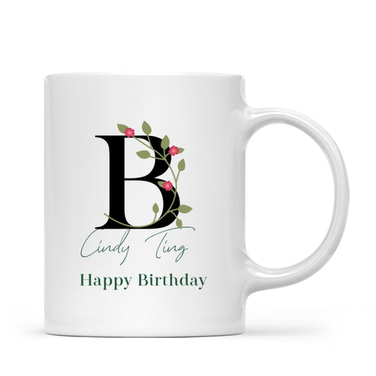 Floral Monogram Personalised Name Mug