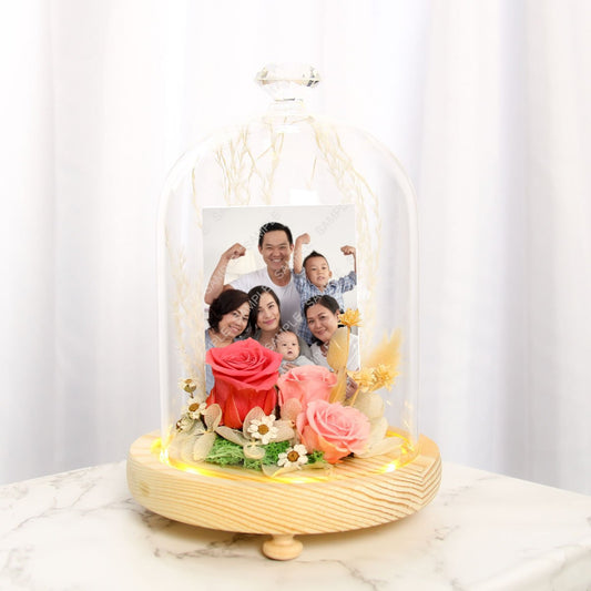 PR2123 Pink Beauty Preserved Roses with Personalised Photo)