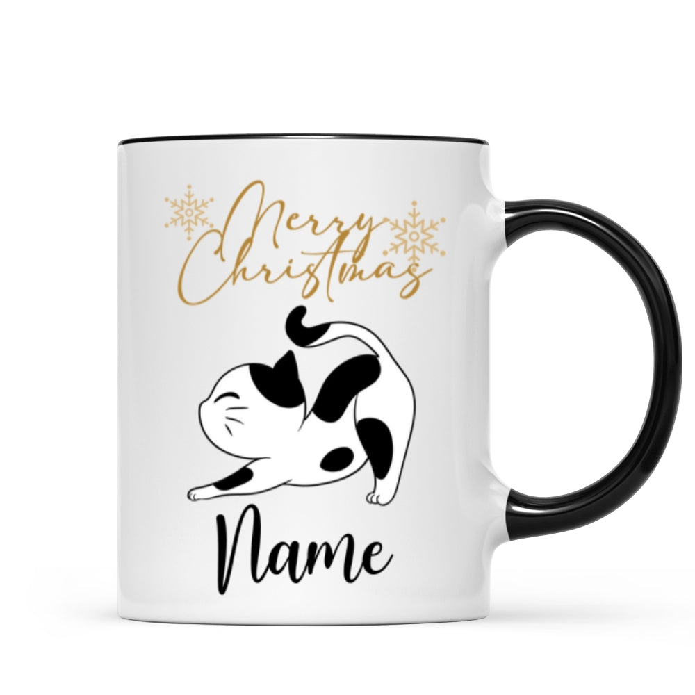 Christmas Cat with Personalised Name Mug