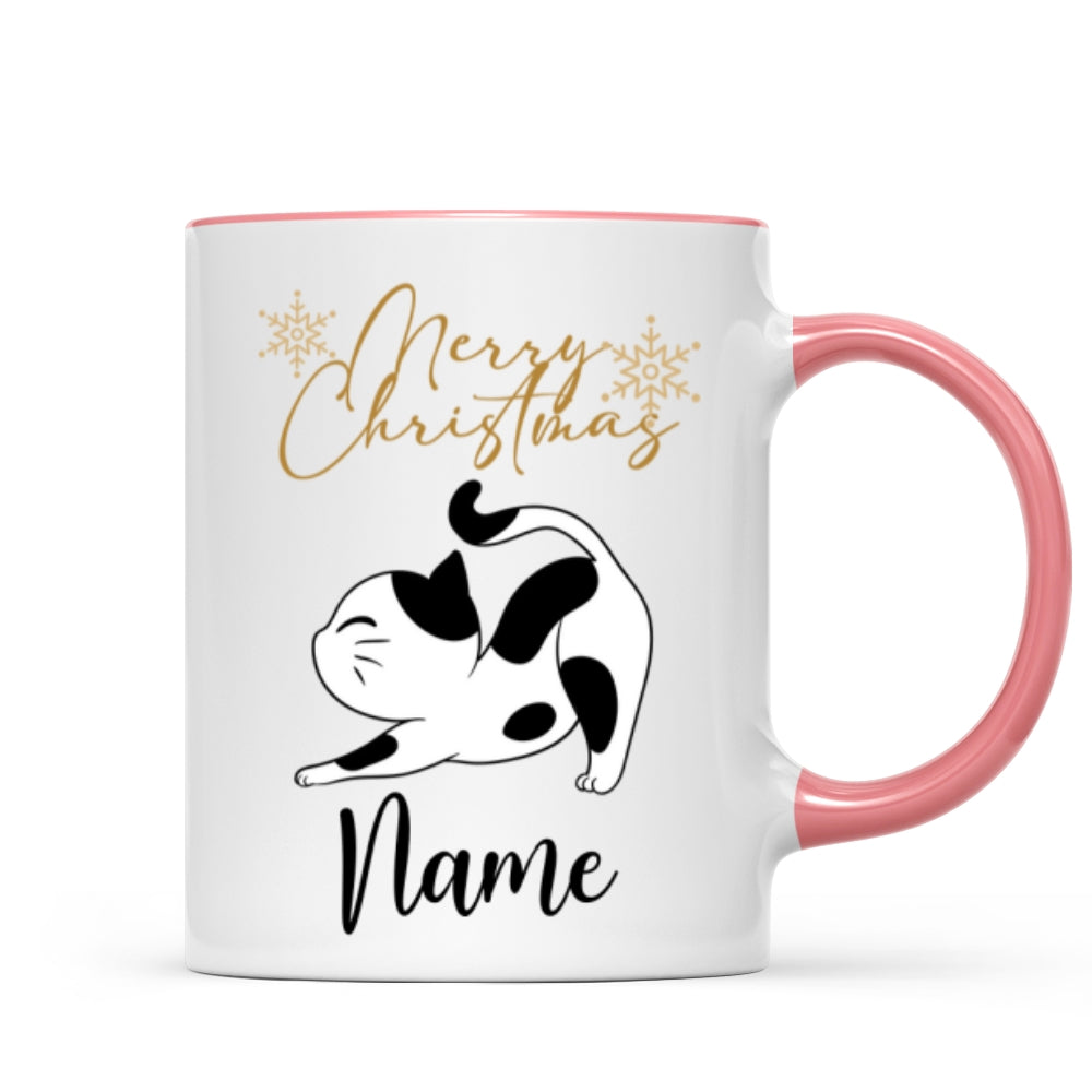 Christmas Cat with Personalised Name Mug